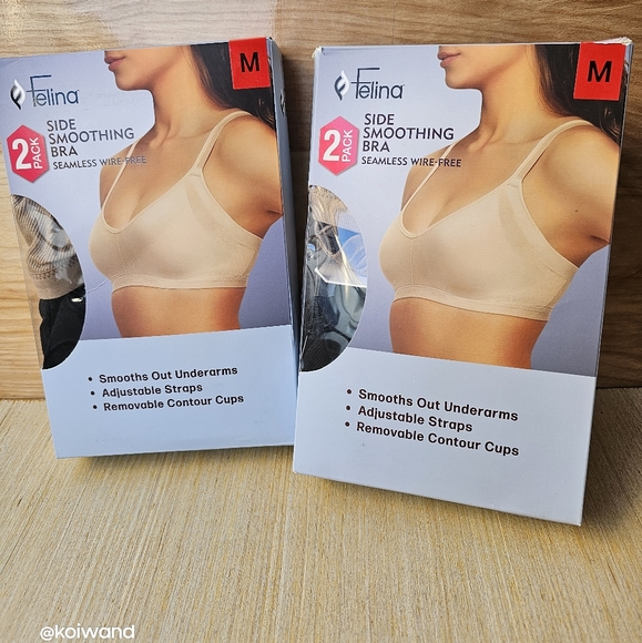 Felina Ladie's Side Smoothing Seamless Wire-Free Adjustable Bra Nude/Black - Picture 10 of 15